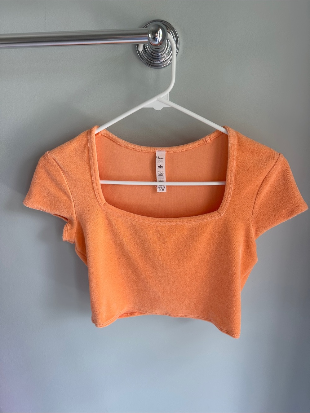 ALO Yoga Orange Square Neck Terry Crop Top